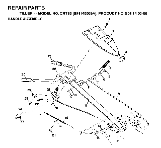 Handle And Controls Diagram and Parts List for CRT83 (954140066A)(1998-02) Husqvarna Tiller