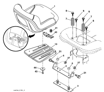 Seat Diagram and Parts List for YTH21K46 (96043012000)(2010-11) Husqvarna Lawn Tractor