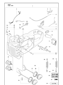 Fuel Tank Diagram and Parts List for 339XP 2010-02 Husqvarna Chainsaw