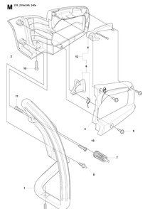 Handle And Controls Diagram and Parts List for 235 20080100001-20091400000 Husqvarna Chainsaw