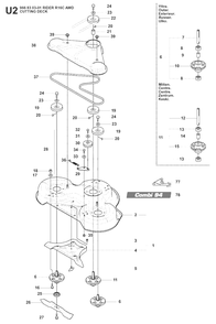 Mower Deck / Cutting Deck 2 Diagram and Parts List for R16CAWD (966830301)(2008-04) Husqvarna Lawn Tractor