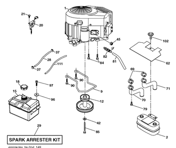Engine Diagram and Parts List for YTH22V46 (96043021300)(2015-09) Husqvarna Lawn Tractor