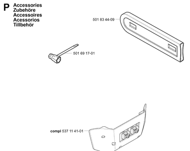 Accessories Diagram and Parts List for 334T 20051000001-20060100000 Husqvarna Chainsaw