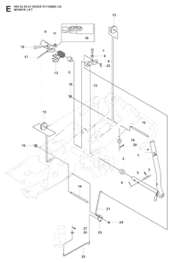 Mower Lift / Deck Lift Diagram and Parts List for R175 (966828501)(2008-05) Husqvarna Lawn Tractor