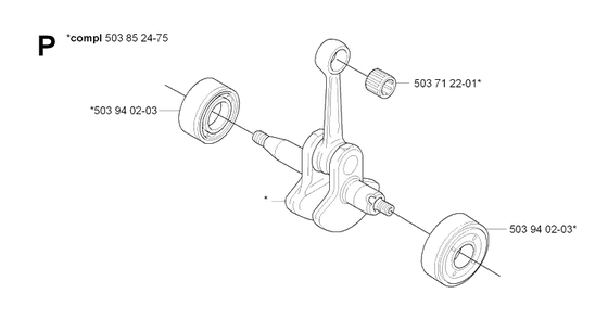 Crankshaft Diagram and Parts List for 323HE3 20090900001-Current Husqvarna Hedge Trimmer