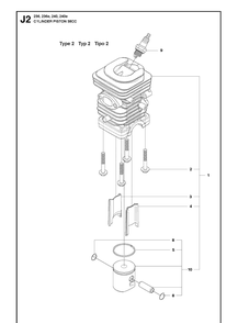 Cylinder Piston Diagram and Parts List for 236E 20101400001-20180500001 Husqvarna Chainsaw