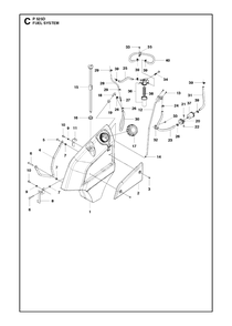 Fuel System Diagram and Parts List for P525D 20120100001 - 20143999999 Husqvarna Lawn Tractor