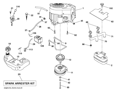 Engine Diagram and Parts List for TS248TD (96043032500)(2020-08) Husqvarna Lawn Tractor