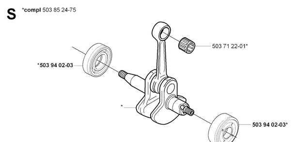 Crankshaft Diagram and Parts List for 323R 20051800001-20061400000 Husqvarna Brush Cutter