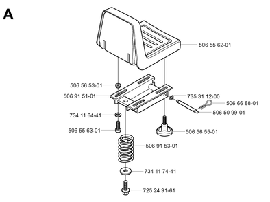 Seat Diagram and Parts List for R13R (953533001)(2003-09) Husqvarna Lawn Tractor