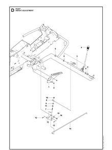 Height Adjustment Diagram and Parts List for R220T (966785701)(2012-03) Husqvarna Lawn Mower