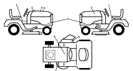 Decals Diagram and Parts List for YTH21K46 (96043012301)(2011-08) Husqvarna Lawn Tractor