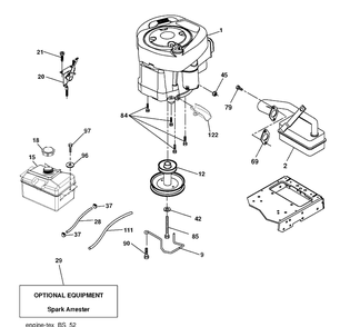 Engine Diagram and Parts List for LTH18538 (96043013102)(2011-6) Husqvarna Lawn Tractor