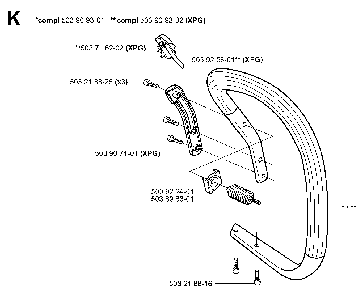 Handle Diagram and Parts List for 351EPA 20012200001 Husqvarna Chainsaw