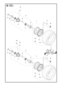 Wheels And Tires Diagram and Parts List for P520D 20120100001 - 20143999999 Husqvarna Lawn Tractor