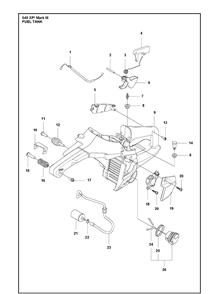 Fuel Tank Diagram and Parts List for 540XP Mark III Husqvarna Chainsaw