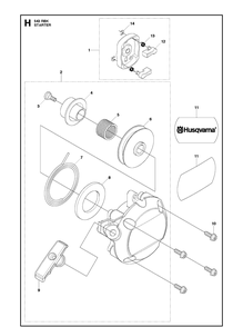 Starter Diagram and Parts List for 543RBK 20130500001-20182200000 Husqvarna Brush Cutter