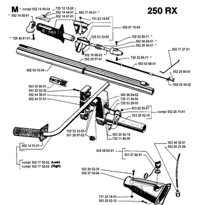 Shaft 2 Diagram and Parts List for 250RX 19944000001-19954000000 Husqvarna Brush Cutter