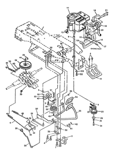 Drive/Engine Diagram and Parts List for 4125H 1991-01 Husqvarna Lawn Mower