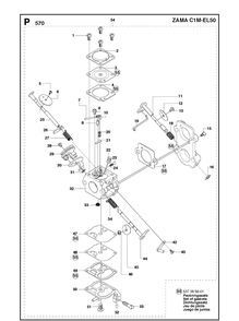 Carburetor Details Diagram and Parts List for 570 (570 EPA)(20090100001-Current) Husqvarna Chainsaw