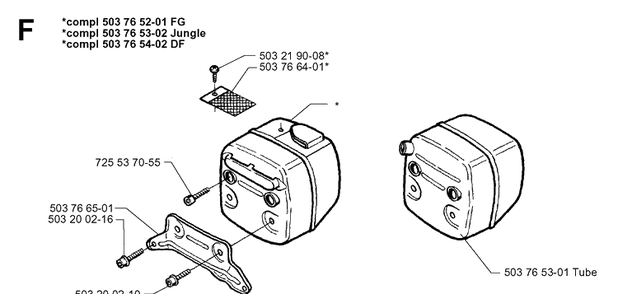 Muffler Diagram and Parts List for 365 19963500001-19974900000 Husqvarna Chainsaw