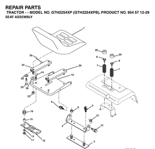 Seat Diagram and Parts List for GTH2254XP-GTH2254XPB 2004-08 Husqvarna Lawn Tractor