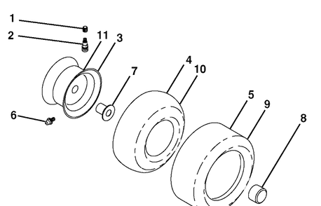 Wheels And Tires Diagram and Parts List for YTH2042 (917289610)(2010-05) Husqvarna Lawn Mower