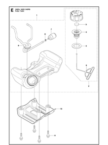 Fuel Tank Diagram and Parts List for 543RS 20113200001-20121000000 Husqvarna Brush Cutter