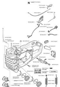 Fuel Tank And Handle Diagram and Parts List for 339XP 20040100001-20051000000 Husqvarna Chainsaw