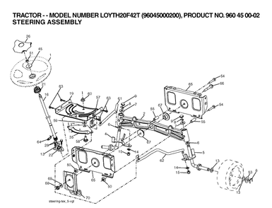 Steering Diagram and Parts List for LOYTH20F42T (96045000200)(2006) Husqvarna Lawn Tractor