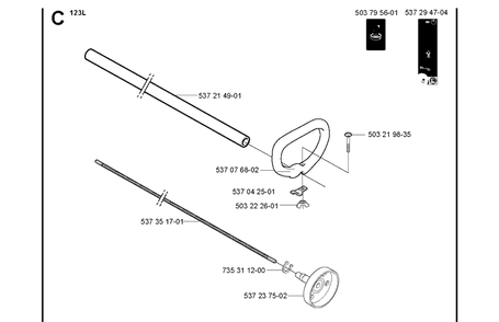 Shaft And Handle Diagram and Parts List for 123L  Husqvarna Edger