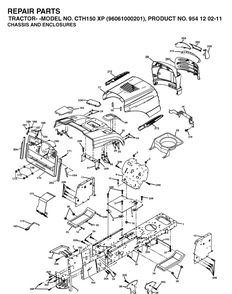 Chassis And Enclosures Diagram and Parts List for CTH150XP (96061000201)(2005-04) Husqvarna Lawn Tractor