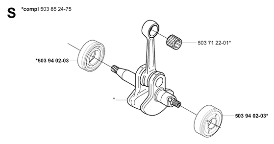 Crankshaft Diagram and Parts List for 325RDX 20051800001 & Above Husqvarna Trimmer