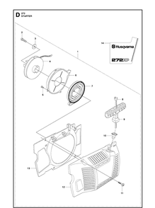 Starter Diagram and Parts List for 272XP 20163200001-20173200000 Husqvarna Chainsaw