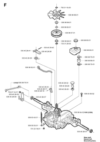 Transmission Diagram and Parts List for RIDER155 (953533805)(2005-01) Husqvarna Lawn Mower