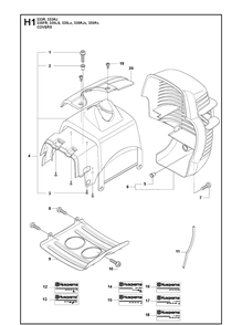 Cover Diagram and Parts List for 335FR  Husqvarna Brush Cutter