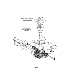 Transaxle Diagram and Parts List for 96043026100  Husqvarna Lawn Tractor