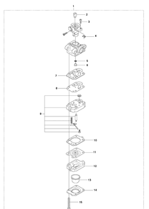 Carburetor Diagram and Parts List for 123HD65X 20070900001-20100600000 Husqvarna Hedge Trimmer