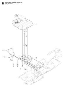 Fuel System Diagram and Parts List for RIDER175 (966828501)(2008-05) Husqvarna Lawn Mower