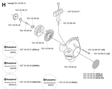 Starter Diagram and Parts List for 224L  Husqvarna Edger