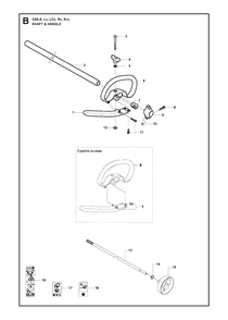 Shaft And Handle Diagram and Parts List for 326LX 20091800001 & Above Husqvarna Trimmer
