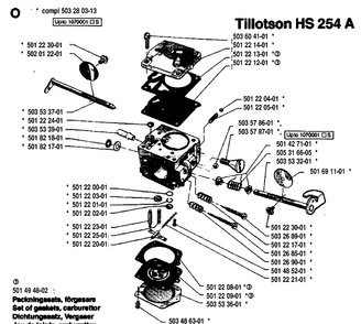 Carburetor Details Diagram and Parts List for 61 19933600001-19970100000 Husqvarna Chainsaw