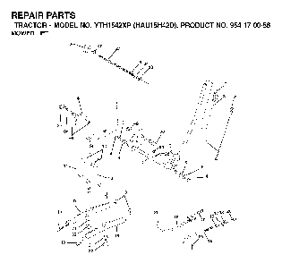 Mower Lift / Deck Lift Diagram and Parts List for YTH1542XP (HAU15H42D, 954170056)(2003-01) Husqvarna Lawn Tractor