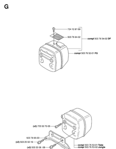Muffler Diagram and Parts List for 362XP 20070100001-Current Husqvarna Chainsaw