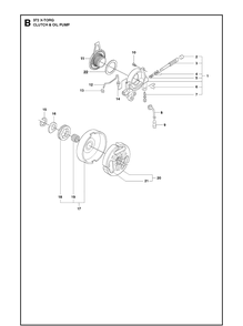 Clutch And Oil Pump 8 Diagram and Parts List for 372XP XPG Husqvarna Chainsaw