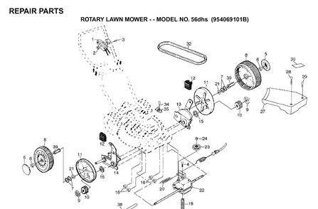 Repair Parts 2 Diagram and Parts List for 56DHS (532702510)(1995-08) Husqvarna Lawn Mower
