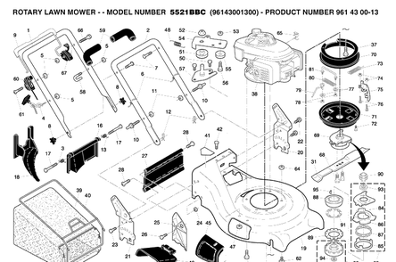 Repair Parts 2 Diagram and Parts List for 5521BBC (96143001300)(2005-11) Husqvarna Lawn Mower