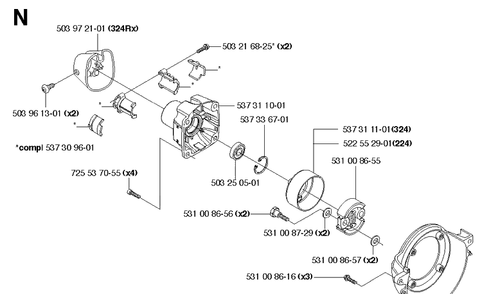 Clutch Diagram and Parts List for 224L  Husqvarna Edger
