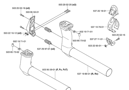Tube Support Diagram and Parts List for 345RX 2003-05 Husqvarna Brush Cutter