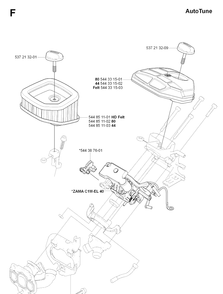Carburetor And Air Filter Diagram and Parts List for 576XP 20090400001-20101000000 Husqvarna Chainsaw